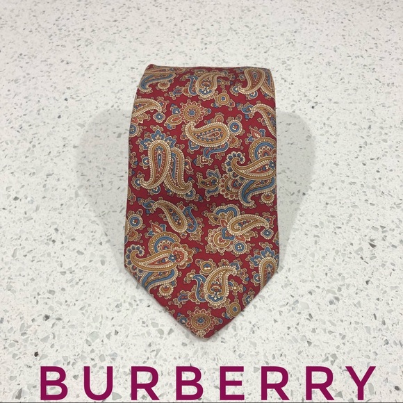 Burberry Other - Burberry Vintage Red Paisley Vibrant Silk Tie EUC